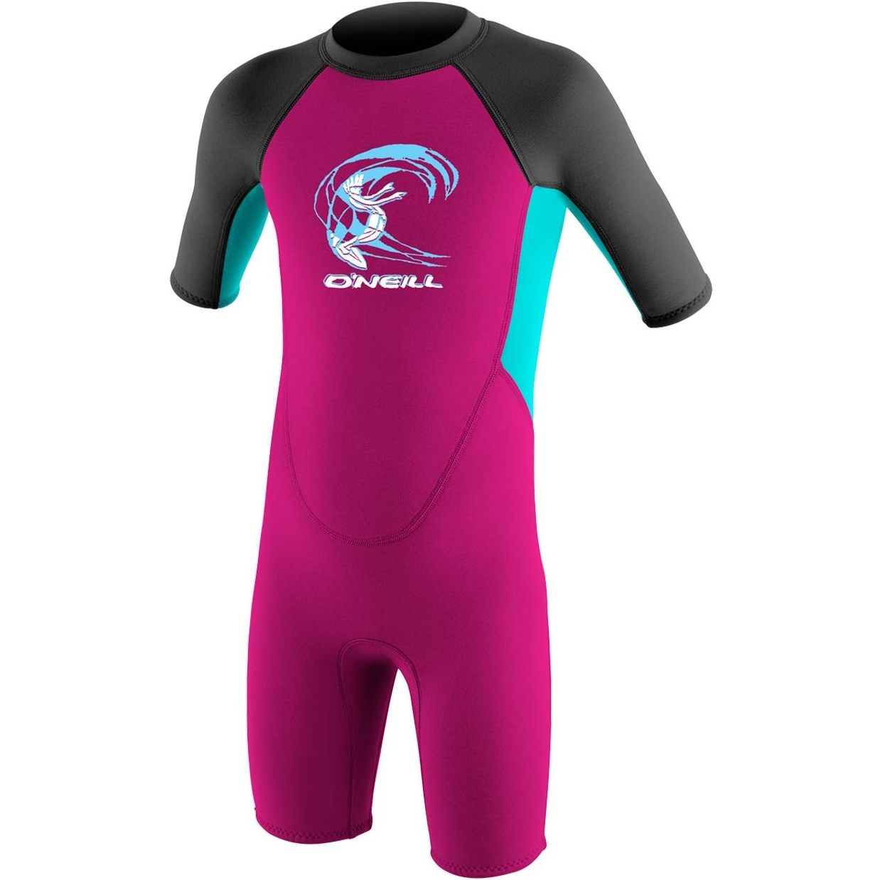 2026 O'neill Criança Reactor 2mm Back Zip Shorty Fato De Mergulho 4867g - Berry / Aqua / Graphite