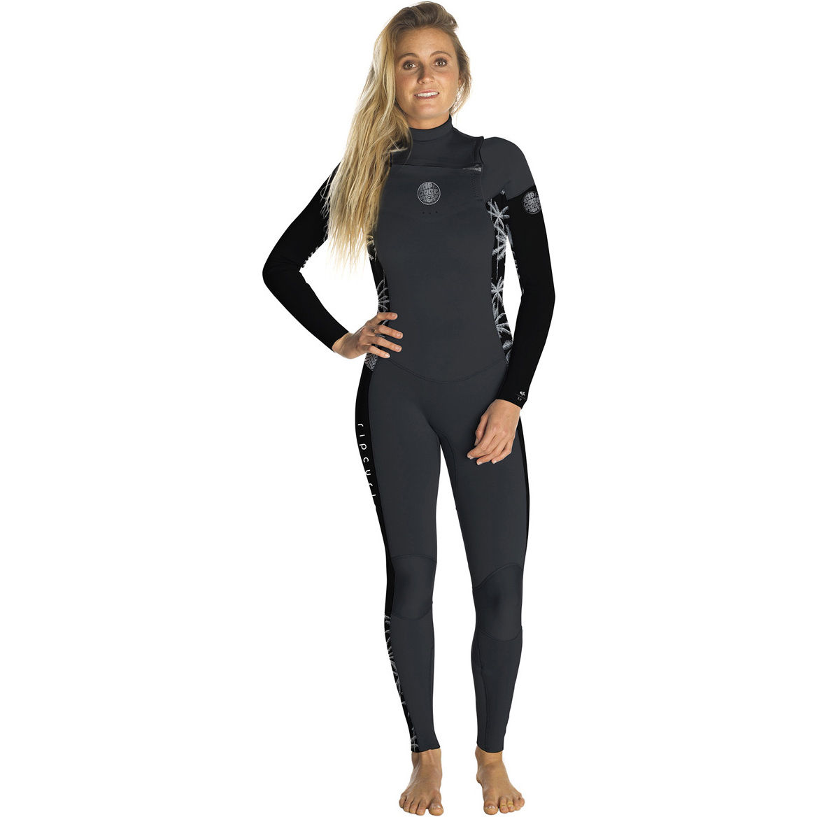 Rip Curl Dawn Patrol Das Mulheres Dawn Patrol 3/2mm Chest Zip Wetsuit Preto / Cinza Wsm7ks