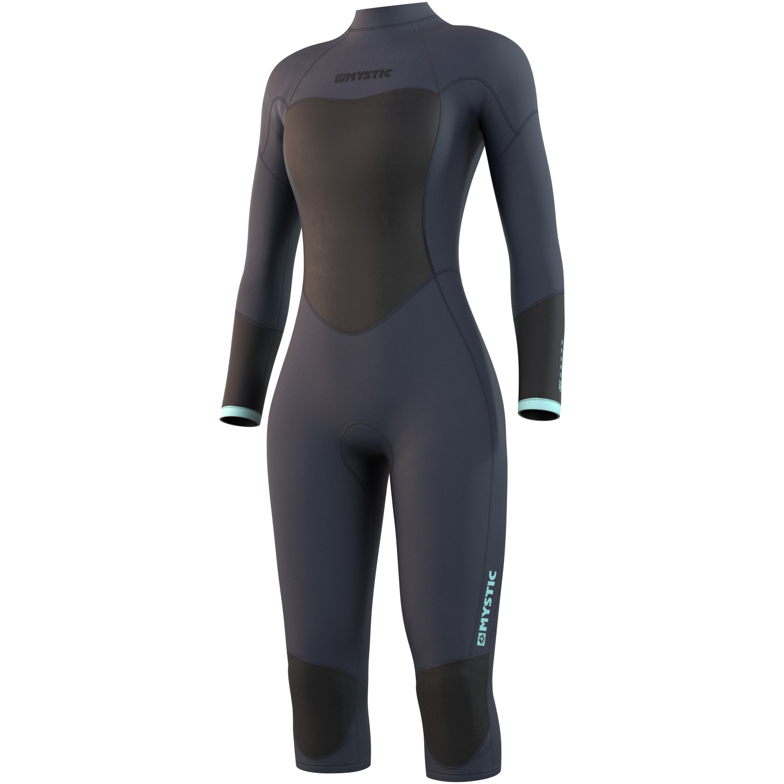 Mystic Womens Brand 3/2mm Braço Comprido Perna Curta Back Zip Fato De Mergulho 21032 - Night Blue