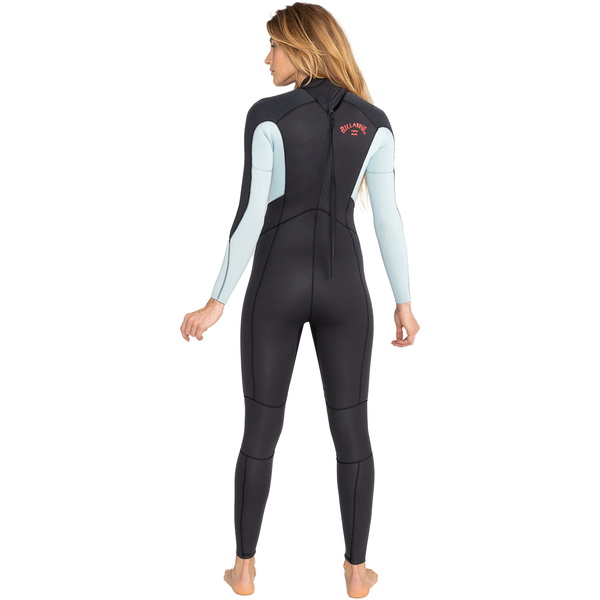 2023 Billabong Feminino Launch Roupa De Mergulho Back Zip 5/4mm ABJW100159 - Grey