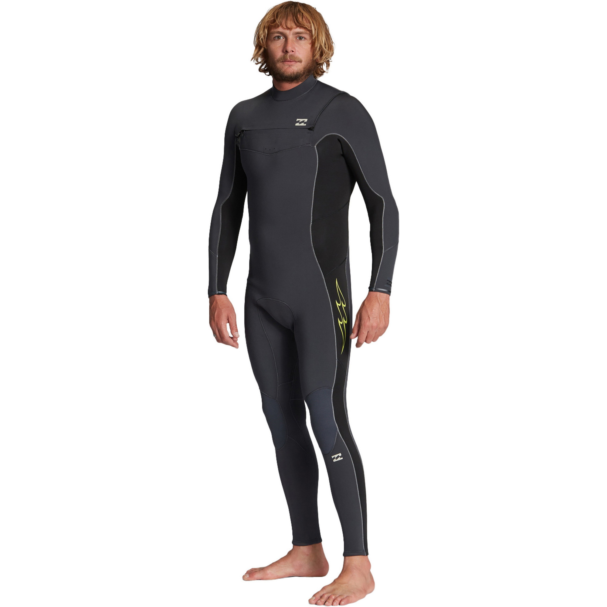 2024 Billabong Dos Homens Absolute 3/2mm Gbs Chest Zip Wetsuit Abyw100192 - Cinzento