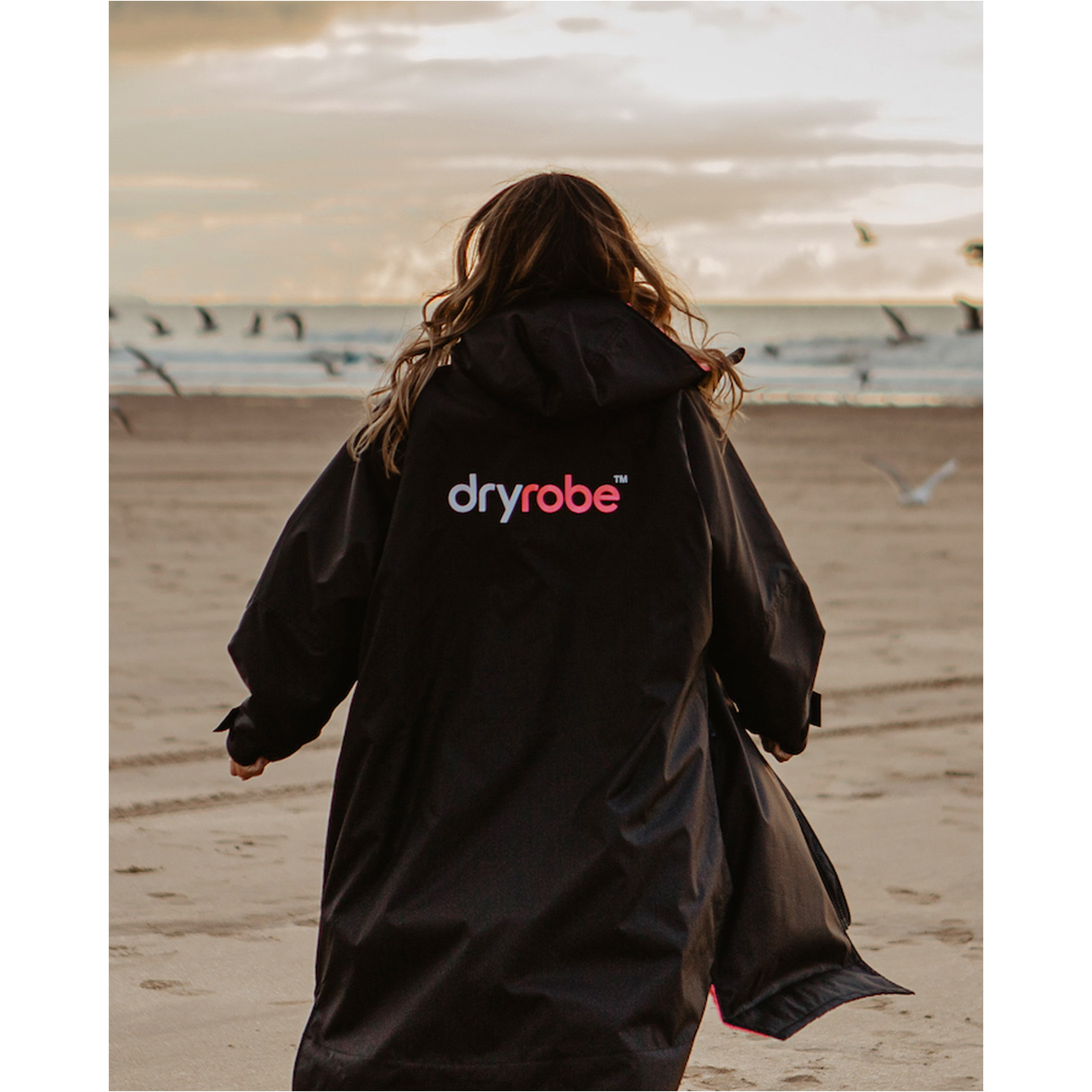 2026 Dryrobe Advance Roupão De Troca De Roupa De Manga Comprida DALSV3 - Black / Rosa