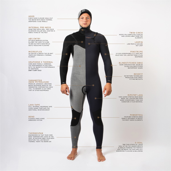 Gul Viper 6/5/4mm Yamamoto Chest Zip 2026 Fato De Mergulho Com Capuz Para Homem VR1225 - Black