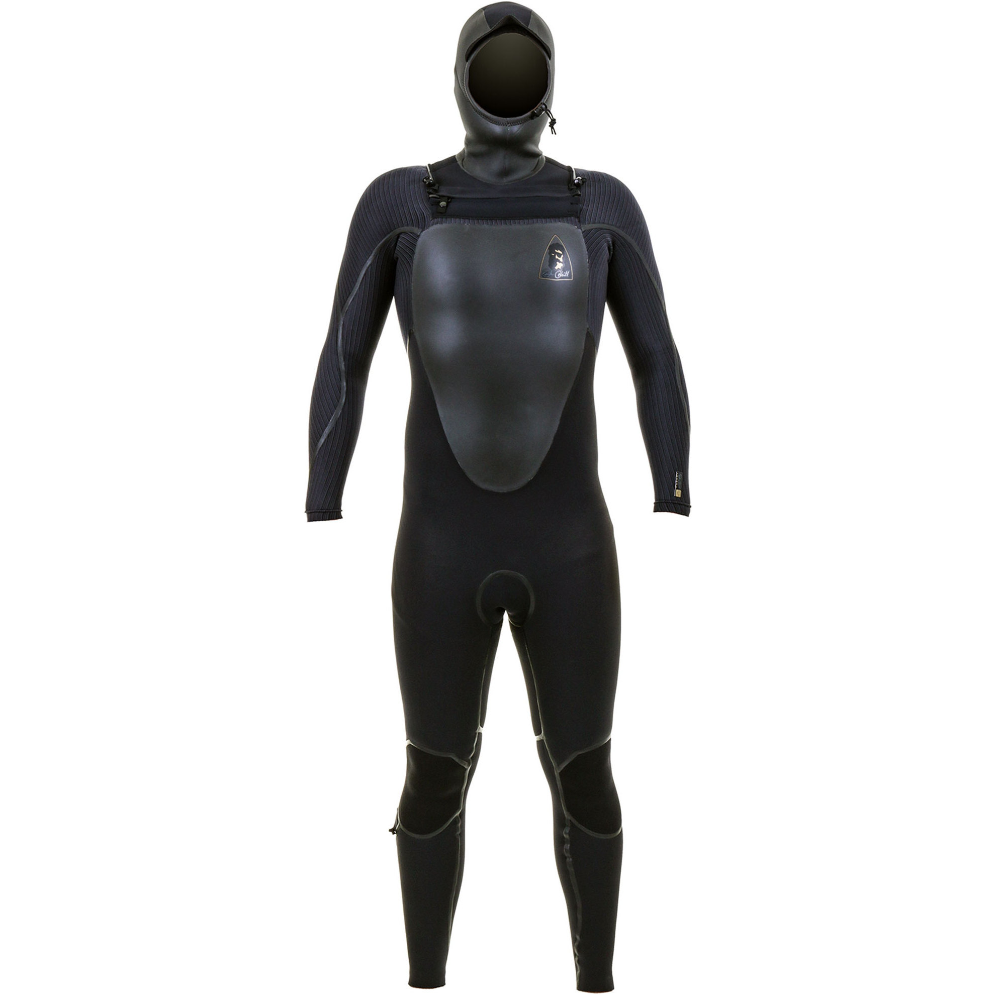 2025 O'Neill Mens Mutant Legend 5/4mm Chest Zip Fato De Mergulho Com Capuz 5369 - Black