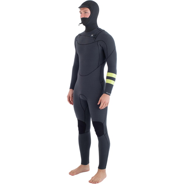 Roupa De Mergulho Hurley Masculina Plus 5/3mm Com Capuz Chest Zip Modelo MFS0012543, 2025 - Black /Limão