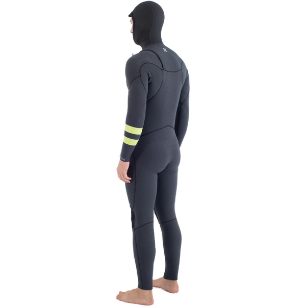 Roupa De Mergulho Hurley Masculina Plus 5/3mm Com Capuz Chest Zip Modelo MFS0012543, 2025 - Black /Limão