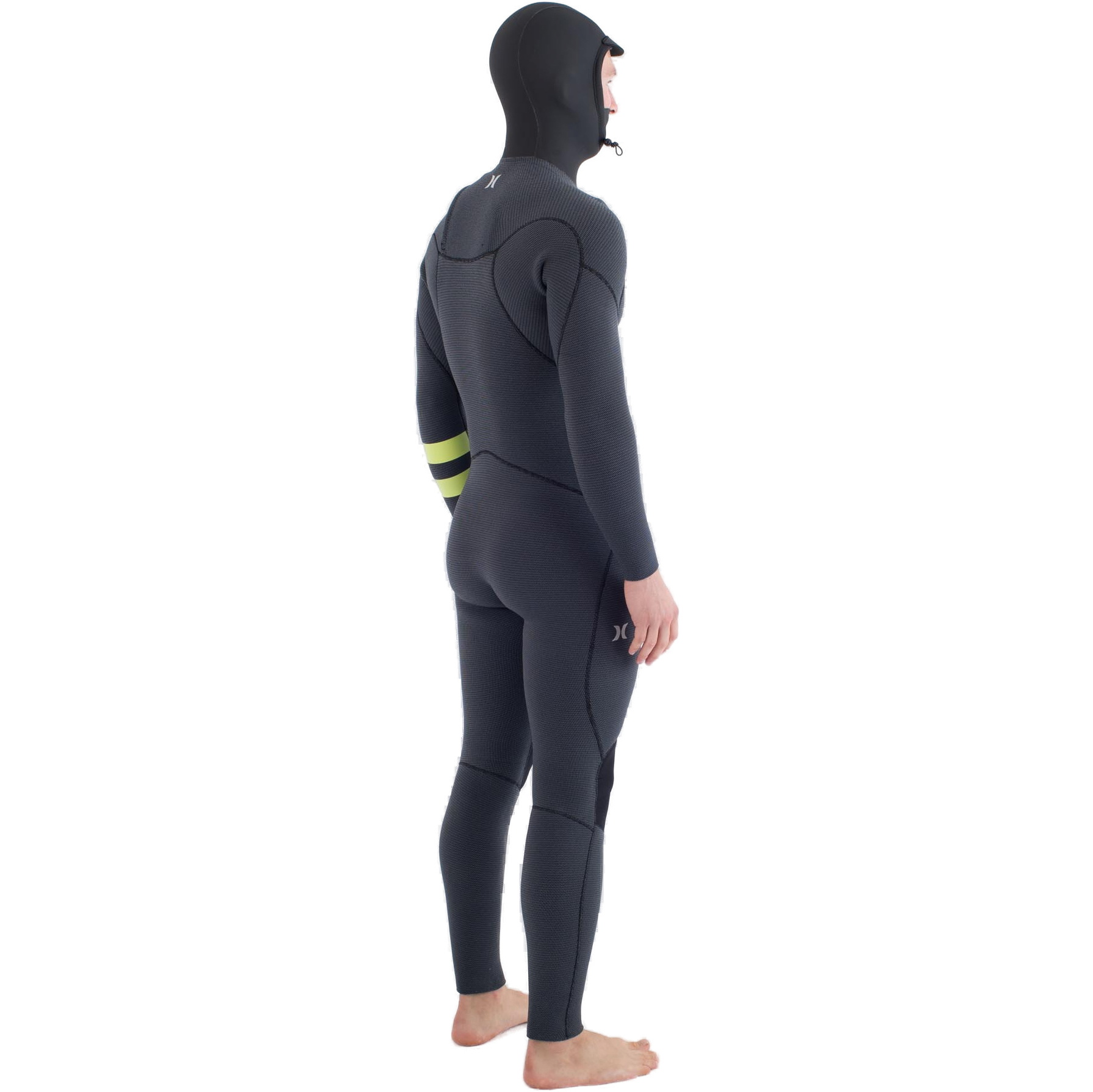 Roupa De Mergulho Hurley Masculina Plus 5/3mm Com Capuz Chest Zip Modelo MFS0012543, 2025 - Black /Limão