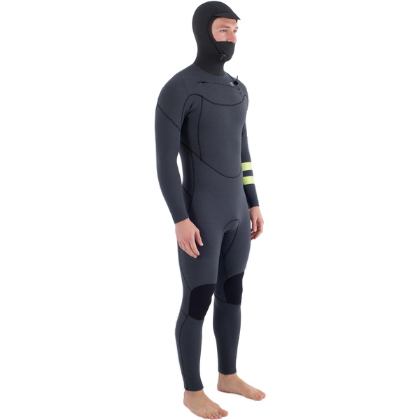 Roupa De Mergulho Hurley Masculina Plus 5/3mm Com Capuz Chest Zip Modelo MFS0012543, 2025 - Black /Limão