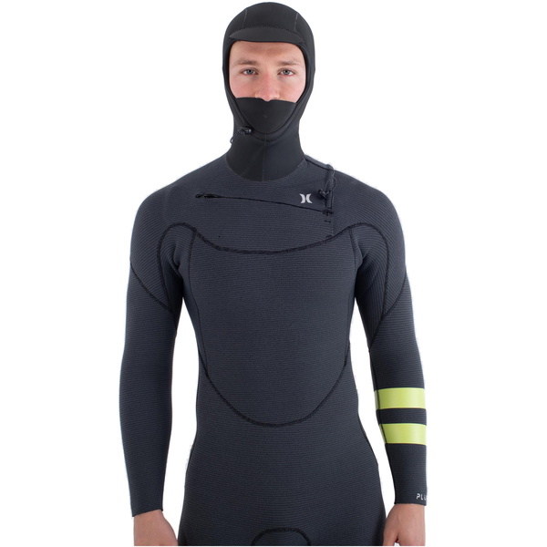 Roupa De Mergulho Hurley Masculina Plus 5/3mm Com Capuz Chest Zip Modelo MFS0012543, 2025 - Black /Limão