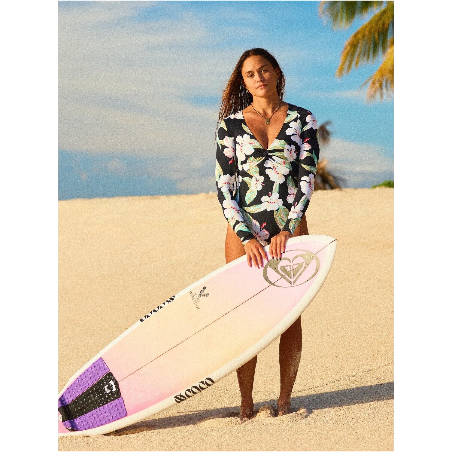Fato De Surf Clássico De Manga Comprida Para Mulher « Roxy » 2026 ERJWR03923 - Anthracite Spring Charming