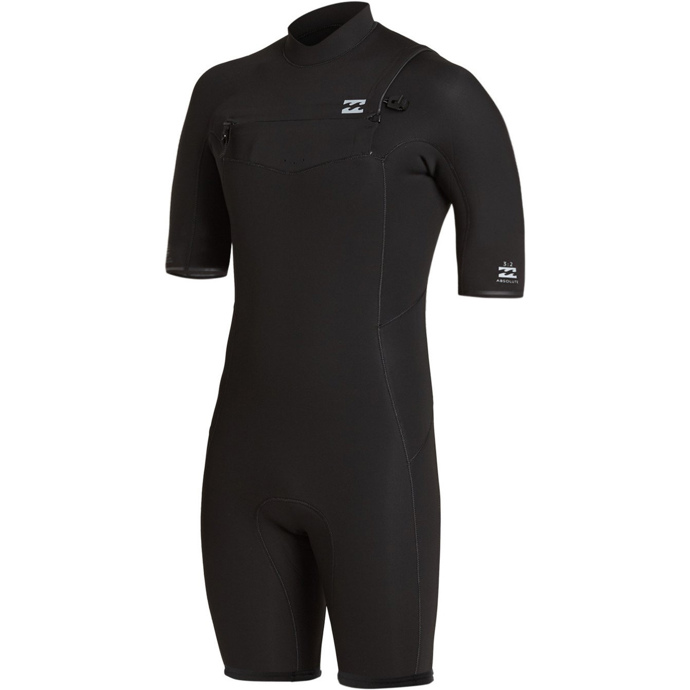 2021 Billabong Mens Absolute 2mm Flatlock Chest Zip Shorty Wetsuit W42M71 - Black