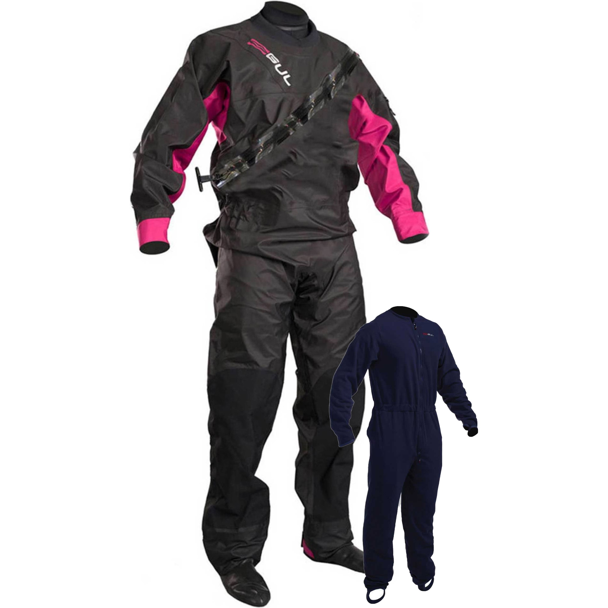 2021 Gul Feminino Dartmouth Eclip Zip Drysuit Inc Underfleece Preto / Rosa Gm0383-b5