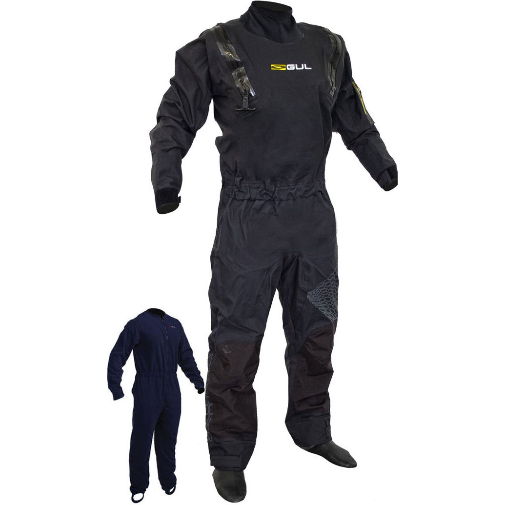 2019 Gul Code Zero Stretch U-zip Drysuit + Underfleece Gm0368-b5 - Preto