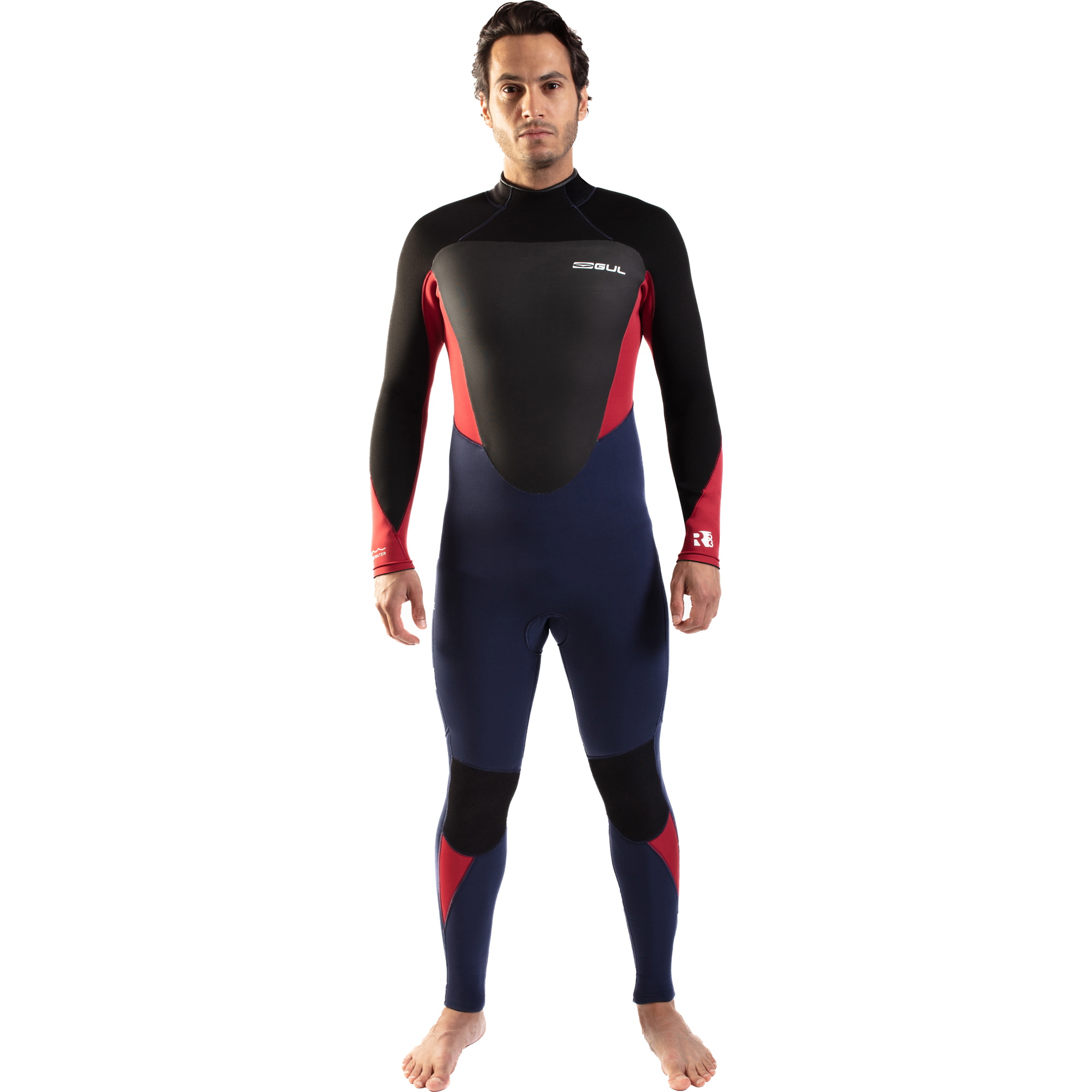 2025 Gul Masculino Response 4/3mm Gbs Roupa De Mergulho Com Back Zip Re1246-c1 - Navy / Vermelho