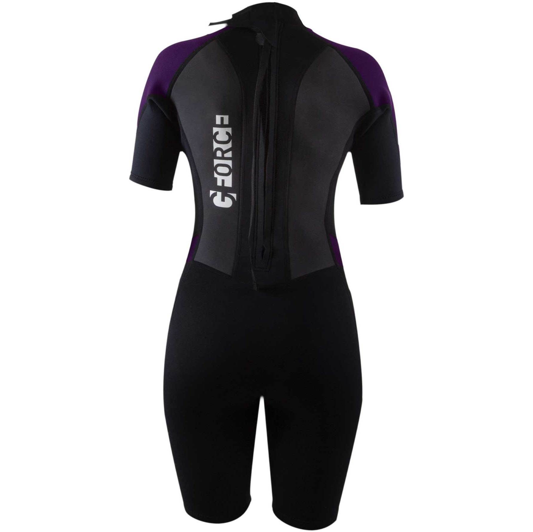 2025 Gul Feminino G-Force 3mm Back Zip Shorty Wetsuit GF3306-B7 - Black / Amoreira
