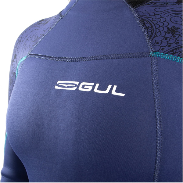 Gul Feminino Response 4/3mm Gbs Back Zip Wetsuit Re1248-c1 - Azul / Paisley