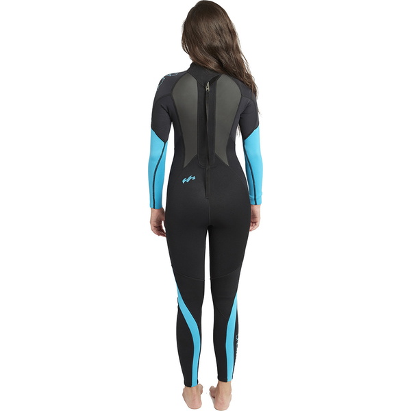 2019 Mulheres Billabong Launch 3/2mm Wetsuit Flatlock Preto / Turquesa S43g03