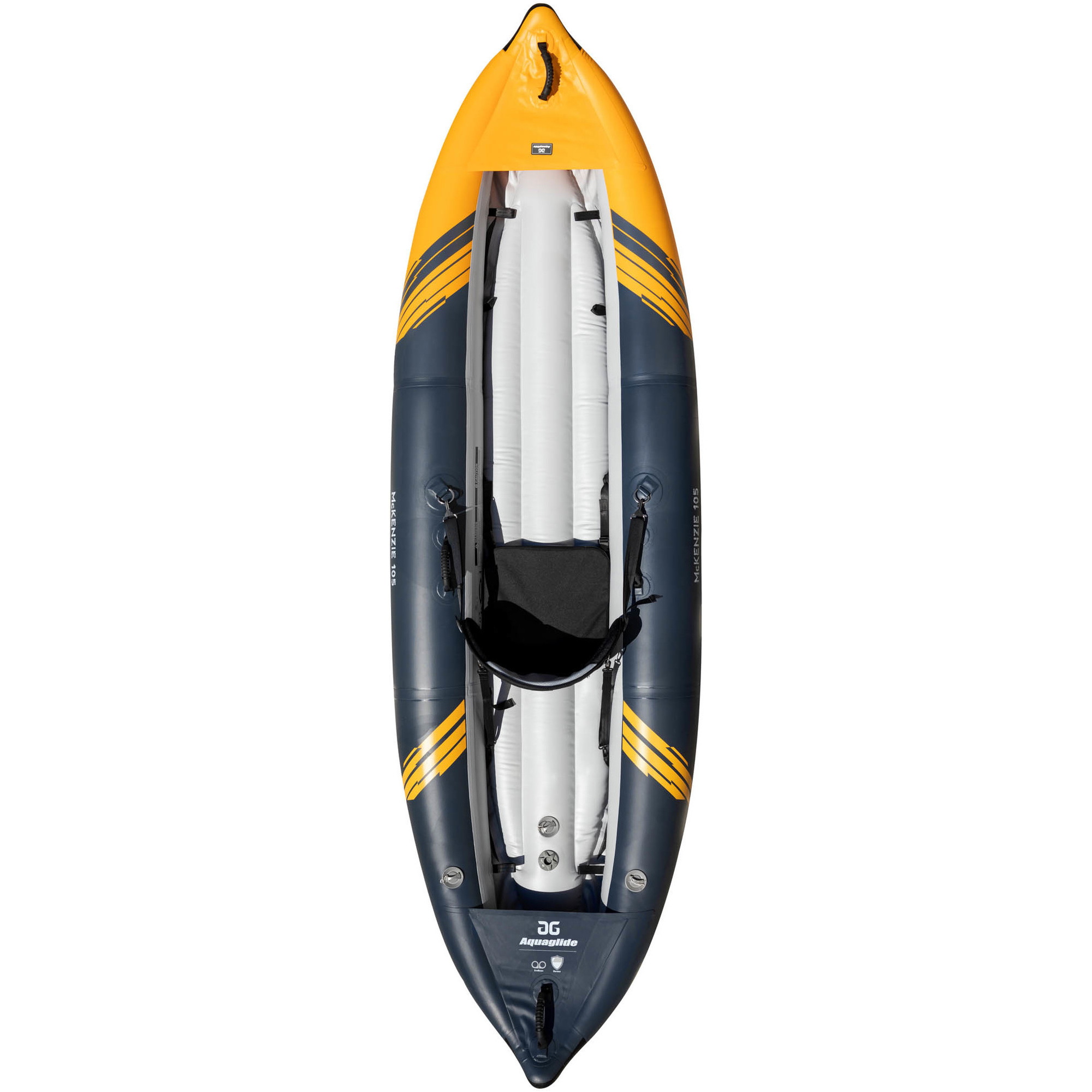 2025 Aquaglide McKenzie 105 1 Person White Water Kayak AMWW1 - Navy / Orange