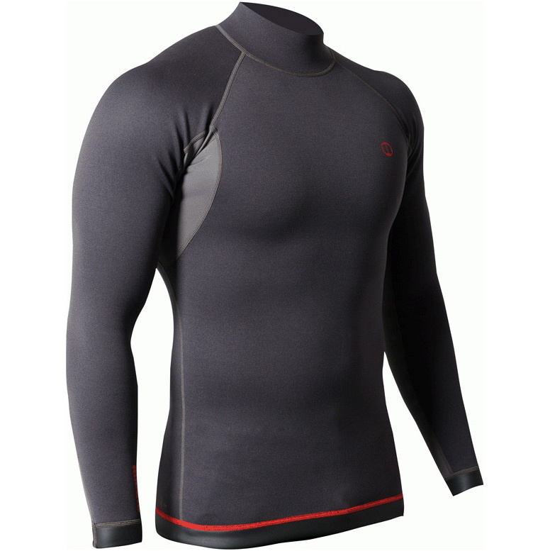 2026 Nookie Homem Ti 1mm Manga Longa Wetsuit Top NE12 - Black / Vermelho