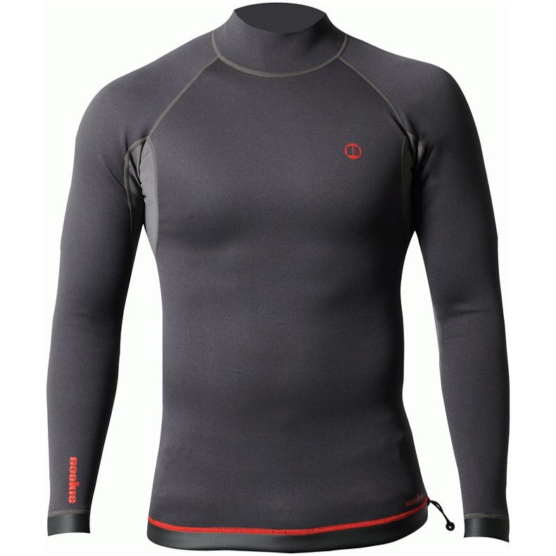 2026 Nookie Homem Ti 1mm Manga Longa Wetsuit Top NE12 - Black / Vermelho