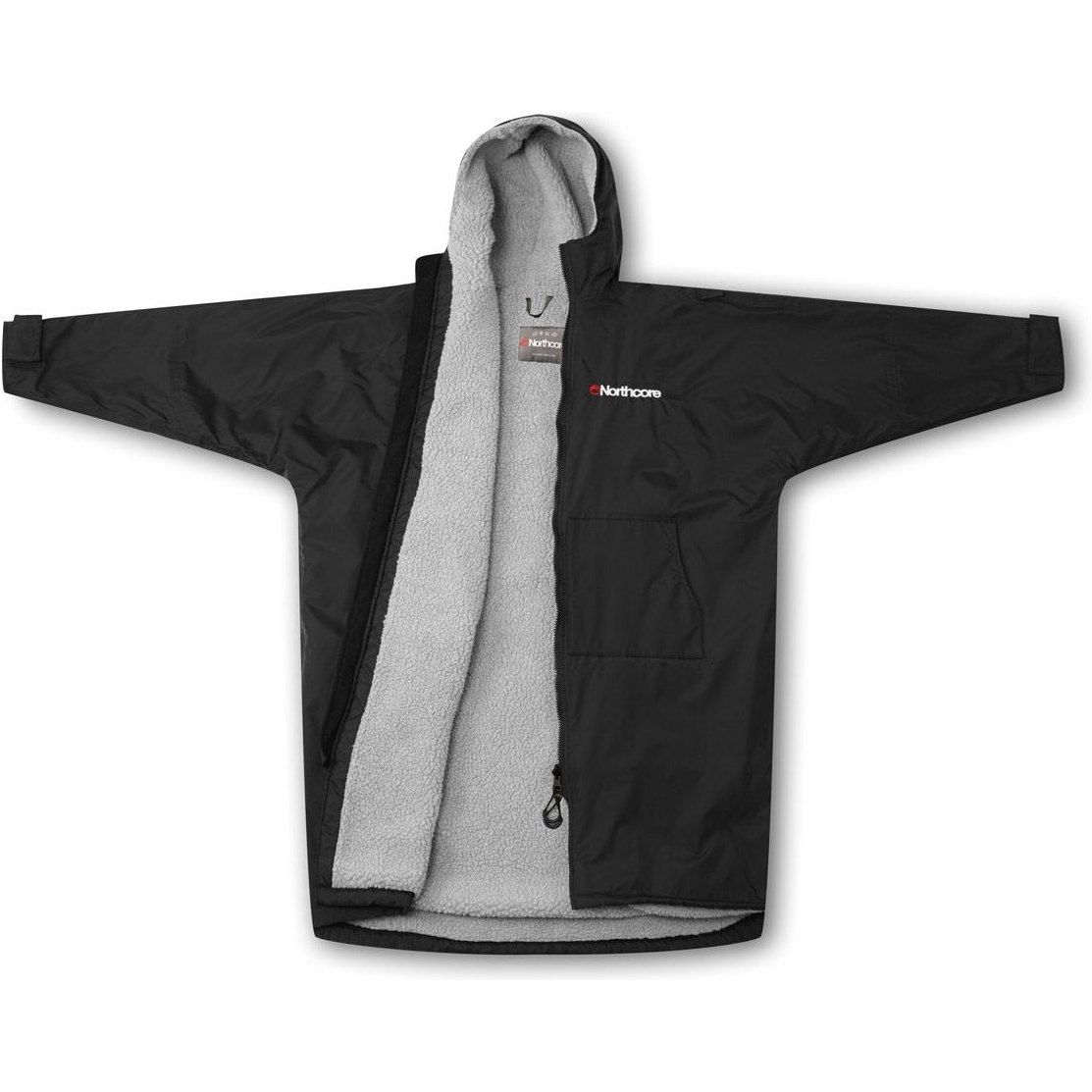 2026 Northcore Beach Basha Sport Manga Comprida Mudança Robe / Poncho NOCO24N - Black