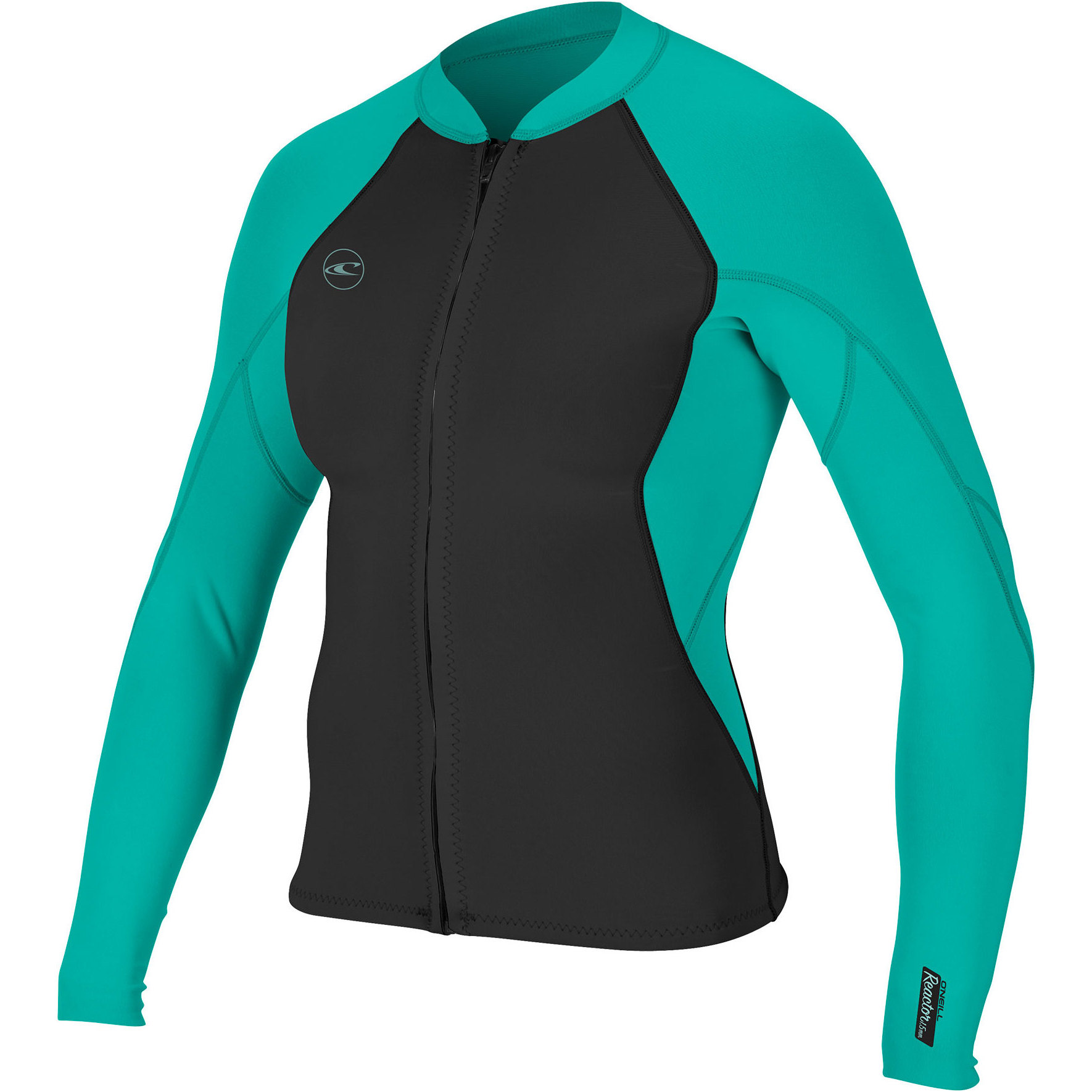 2026 O'neill Feminino Reactor Ii 1.5mm Front Zip Casaco De Neoprene 5294 - Preto / Aqua
