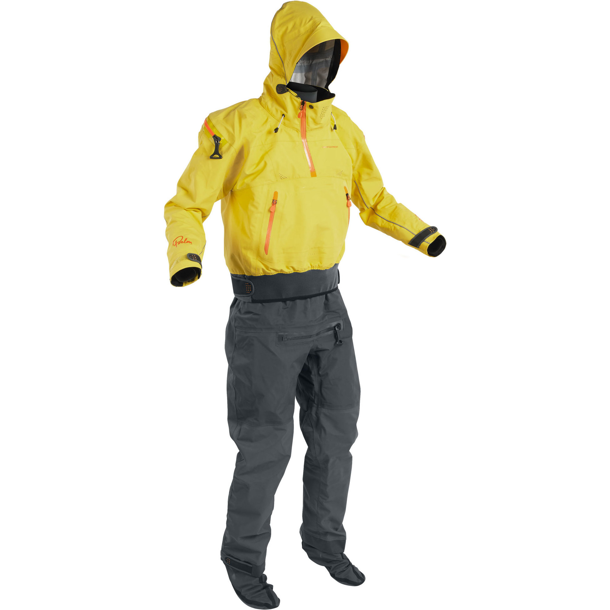 2025 Palm Bora Touring Kayak Drysuit 12382 - Yellow / Jet Grey