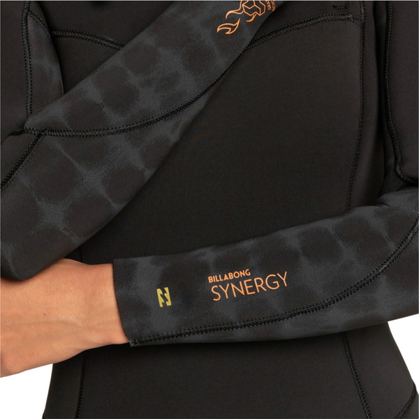 2021 Billabong Das Mulheres Synergy 5/4mm Back Zip Fato De Mergulho Z45g16 - Corante De Gravata Preta