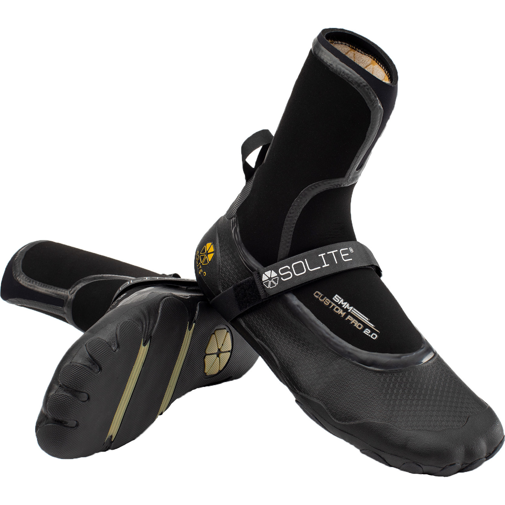 2025 Solite Custom Pro 2.0 5mm Wetsuit Boots 21002 - Black / Gum