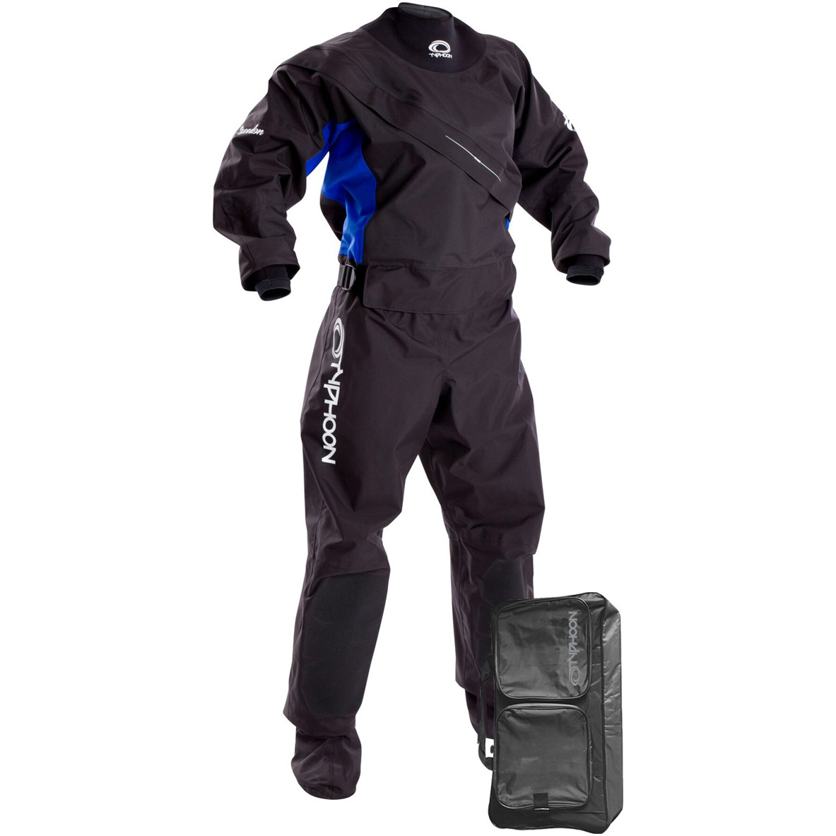 2019 Typhoon Womens Ezeedon 3 Frente Zip Drysuit Preto / Azul Incluindo Kit Bag 100159