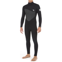 Homens Omega 3/2mm Flatlock Back Zip Wetsuit Preto