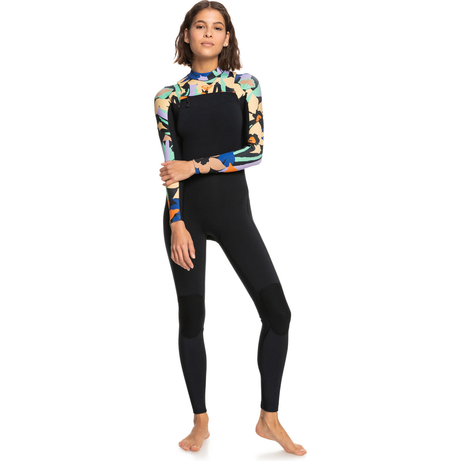 2023 Roxy Corrente Feminina De Frio 3/2mm Chest Zip Wetsuit Erjw103148 - Antracite