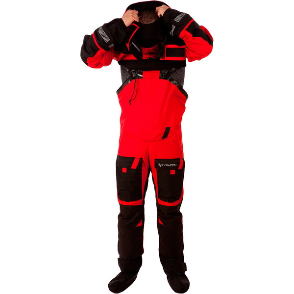 2019 Typhoon PS330 Xtreme Kayak / Ocean Sailing Drysuit + Con Zip Black / Red 100151