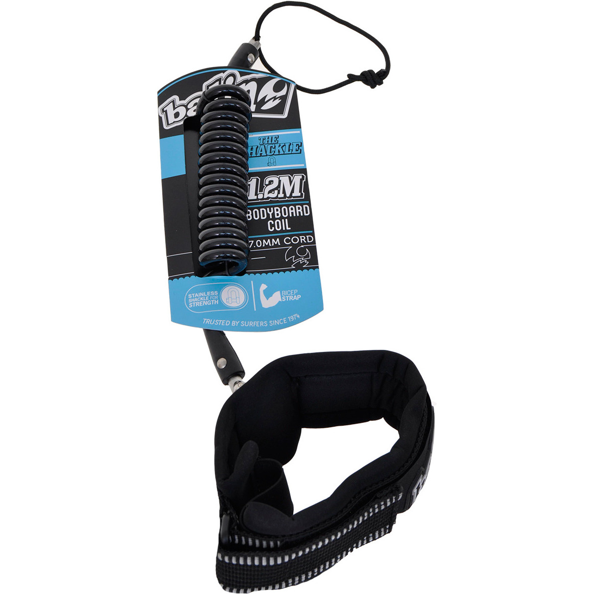 Balin The Manilha Double Swivel Bicep Bobina 1.2m Trela Bodyboard Preto - Grande