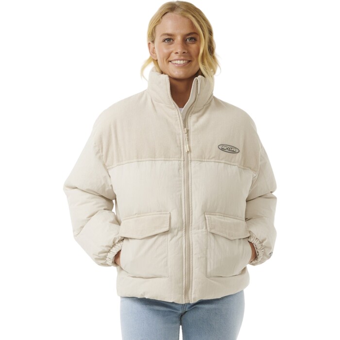 Rip Curl Womens High Tide Mixed Cord Puffer 02DWJA Off White