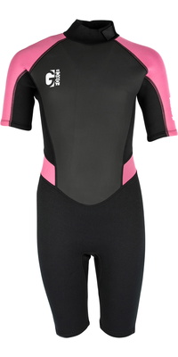 2025 Gul Junior G-Force 3mm Back Zip Shorty Fato De Mergulho GF3308-B7 - Black / Rosa