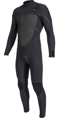 2025 ONeill Mens Psycho Tech 5/4+mm Chest Zip Fato De Mergulho 5544 - Black
