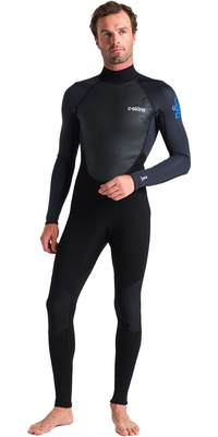 2026 C-Skins Homem Element 3/2mm Back Zip Fato De Mergulho C-el32stm - Preto / Antracite / Ciano