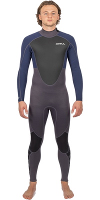 2026 Gul Mens Response 3/2mm Flatlock Back Zip Fato De Mergulho RE1321-C1 - Grey / Navy