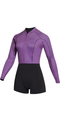 2023 Mystic Lunar Feminino 2mm Braço Longo Front Zip Shorty Fato De Mergulho 35000.230112 - Sunset Purple