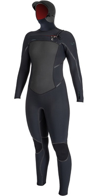 2025 ONeill Womens Psycho Tech 6/ 4mm Chest Zip Hooded Wetsuit 5548 - Black
