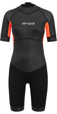 2026 Orca Feminino Vitalis Back Zip Open Water Swim Shorty Wetsuit NN6Y - Black