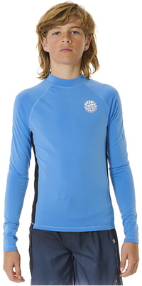 2026 Rip Curl Colete De Lycra De Manga Comprida Escovada UV Dos ícones Júnior 11YBRV - Blue Gum
