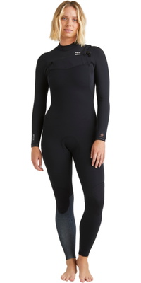 2026 Billabong Womens Furnace Natural 4/3mm Chest Zip Wetsuit ABJW100215 - Black Tiki