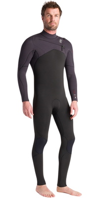 2025 C-Skins Mens NuWave Session 5/4/3mm Chest Zip Wetsuit C-NSE54MCZ - Black / Meteor X / Rest