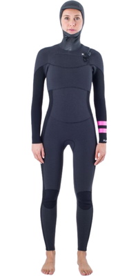 Roupa De Mergulho Hurley Plus 5/3mm Com Capuz E Zíper No Chest Zip 2025 WFS0012544 - Black / Grafite