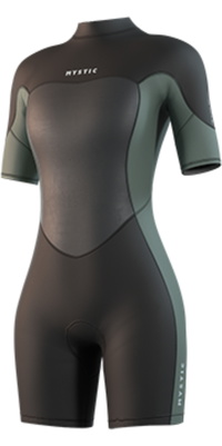 Mystic Brand 3/2mm Back Zip Flatlock Shorty 2026 Fato De Mergulho Para Mulher 35000.250064 - Dark Olive