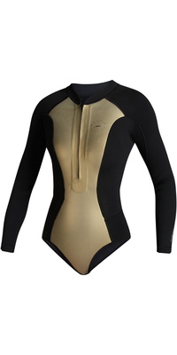 2025 Mystic Womens Sway 2mm Long Sleeve Front Zip Super Shorty 35000.220091 - Black / Gold