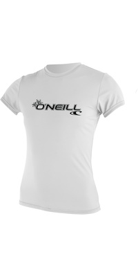 2026 ONeill Womens Basic Skins Short Sleeve Rash Guard 3547 - White