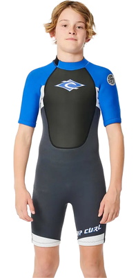2026 Rip Curl Boys Omega 2mm Back Zip Shorty Wetsuit 11CBSP - Blue